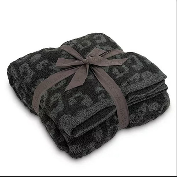 Cream/Black Soft Blanket-54” x 72” Barefoot Dreams CozyChic Cheetah Print Throw Throw Blanket 
